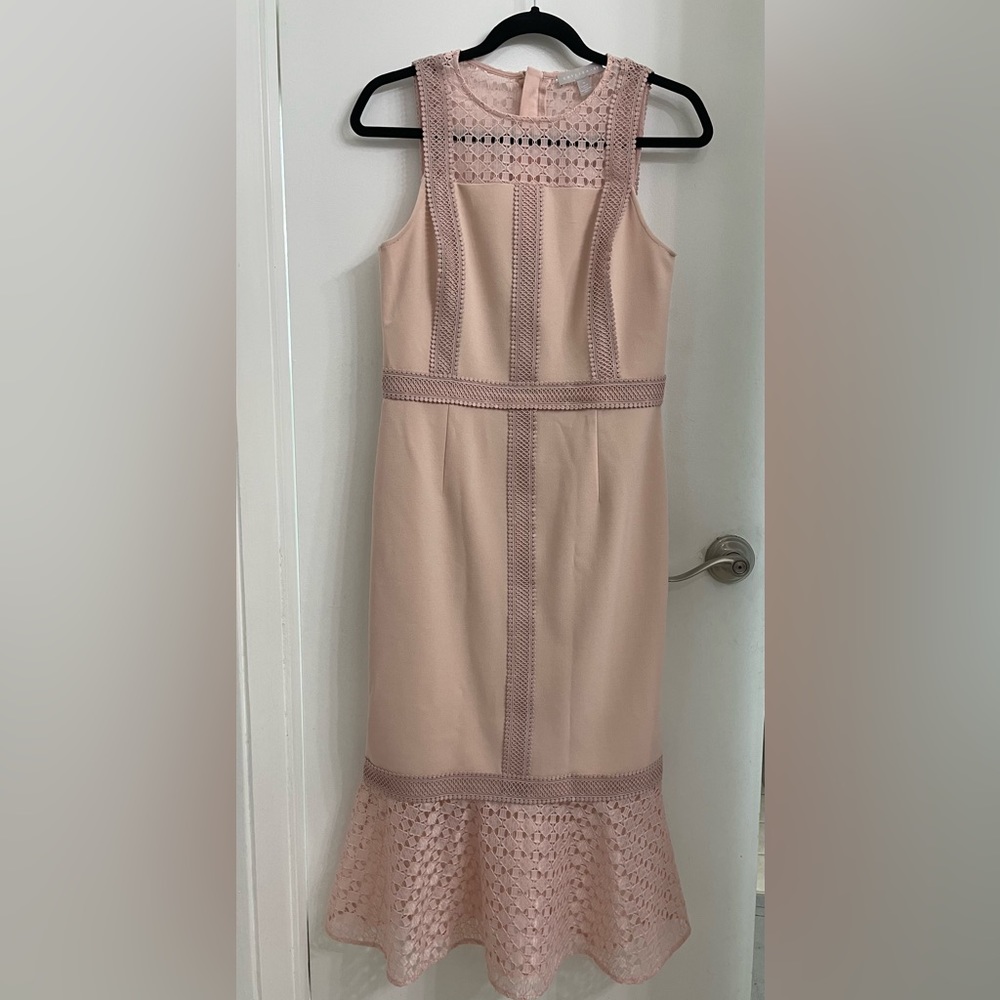 Chelsea 28 Lace Detail Sleeveless Midi Mermaid Dress Smoky Pink Size M